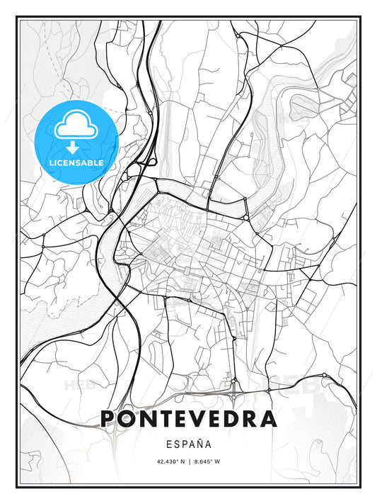 Pontevedra, Spain, Modern Print Template in Various Formats - HEBSTREITS Sketches