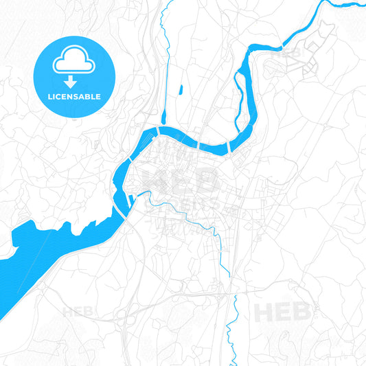 Pontevedra, Spain PDF vector map with water in focus
