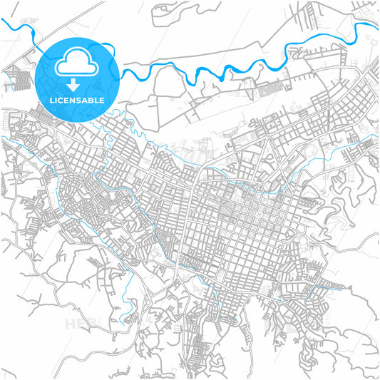 Popayan, Colombia, city map with high quality roads.