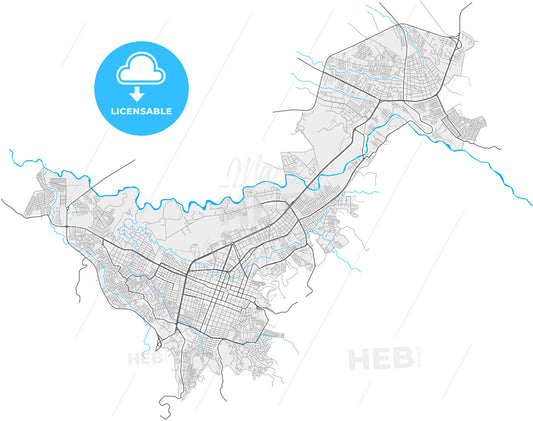 Popayan, Colombia, high quality vector map