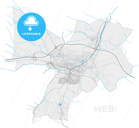 Poprad, Prešov Region, Slovakia, high quality vector map