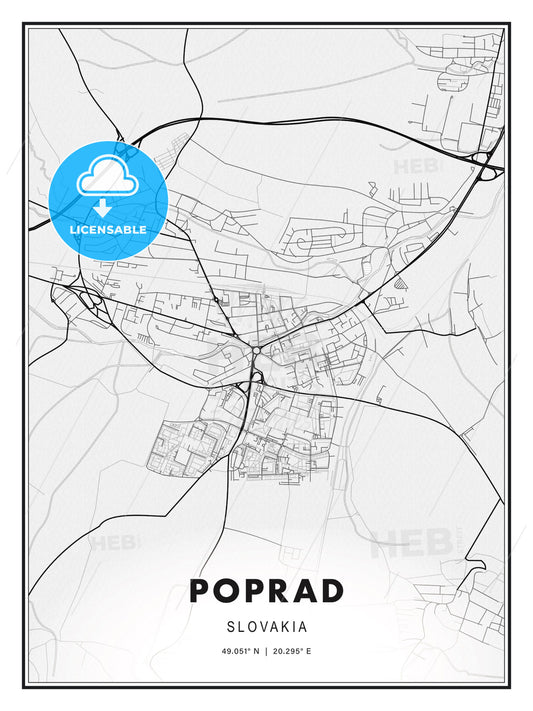 Poprad, Slovakia, Modern Print Template in Various Formats - HEBSTREITS Sketches