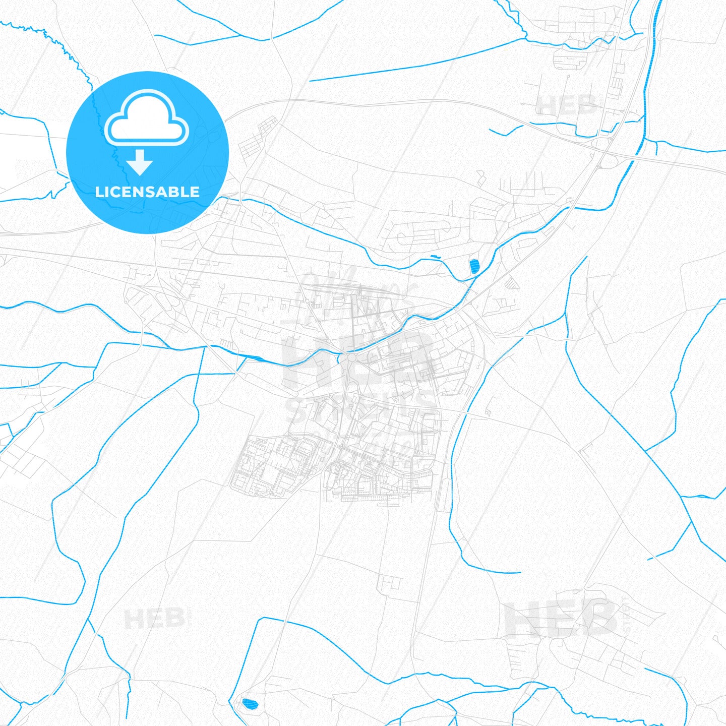 Poprad, Slovakia PDF vector map with water in focus