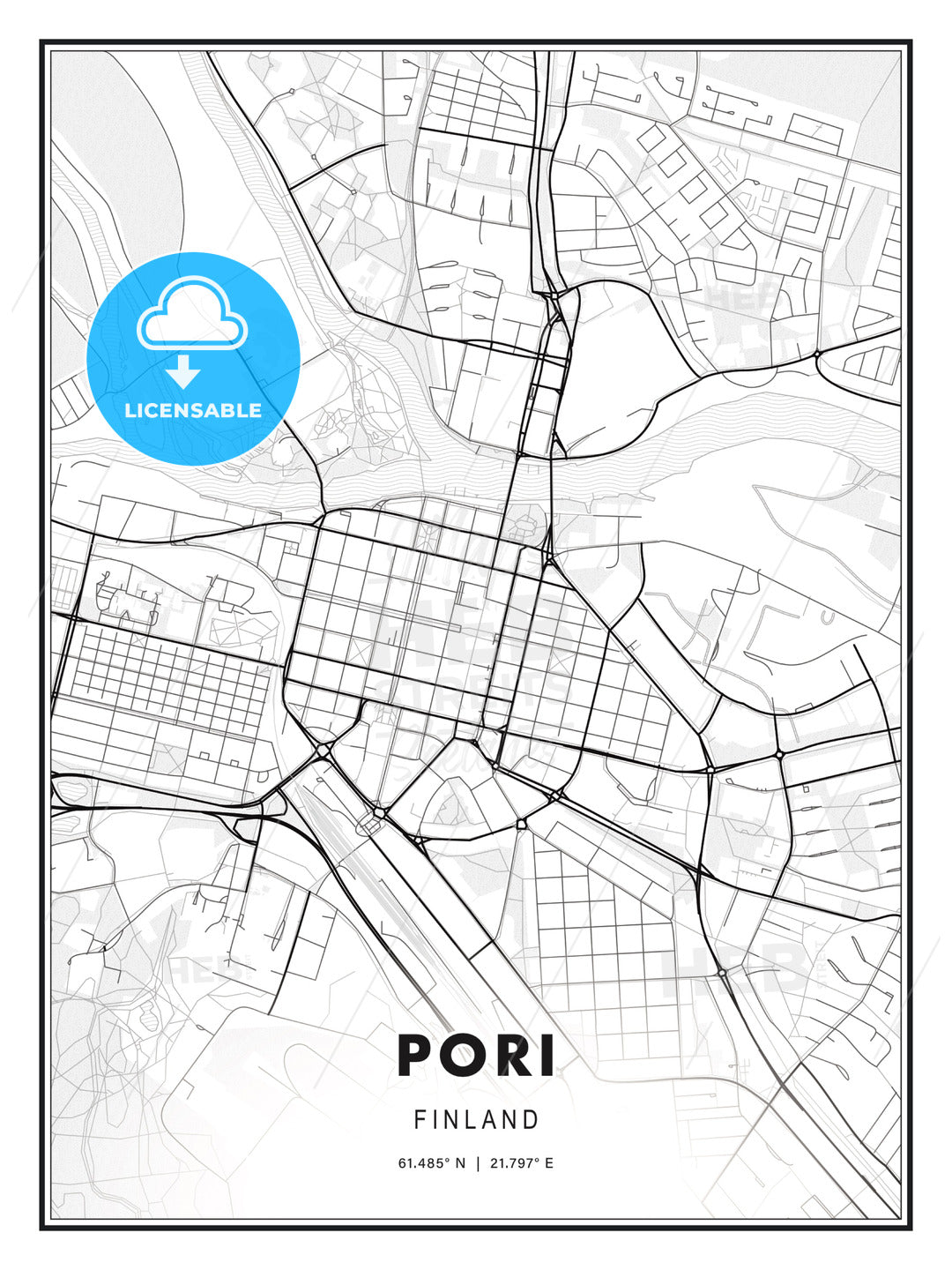 Pori, Finland, Modern Print Template in Various Formats - HEBSTREITS Sketches