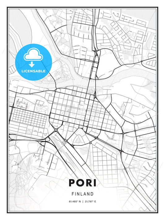 Pori, Finland, Modern Print Template in Various Formats - HEBSTREITS Sketches