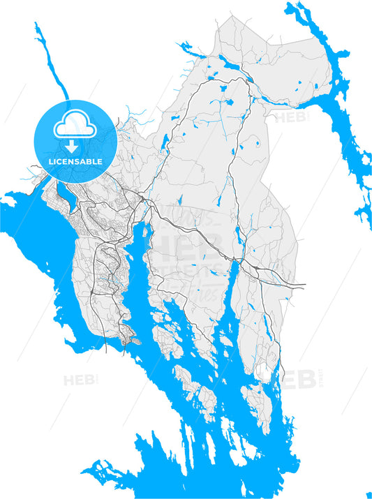 Porsgrunn, Telemark, Norway, high quality vector map