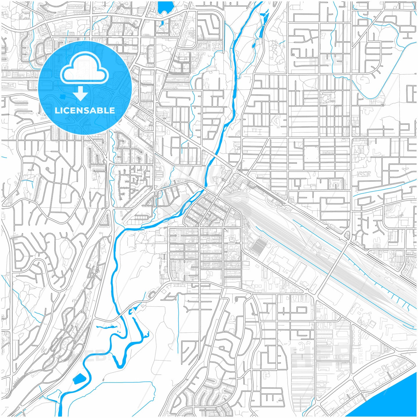 Port Coquitlam, British Columbia, Canada, city map with high quality roads.