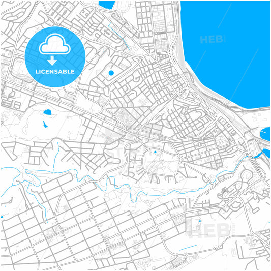 Port Elizabeth, South Africa, city map with high quality roads.