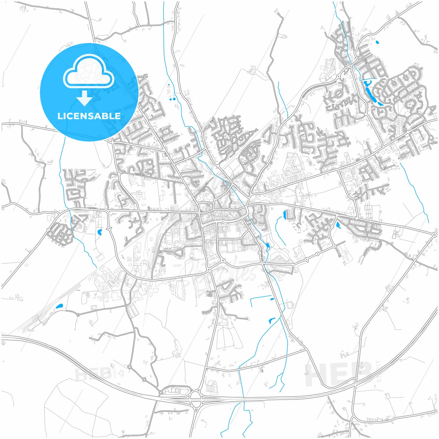 Port Laoise, County Laois, Ireland, city map with high quality roads.