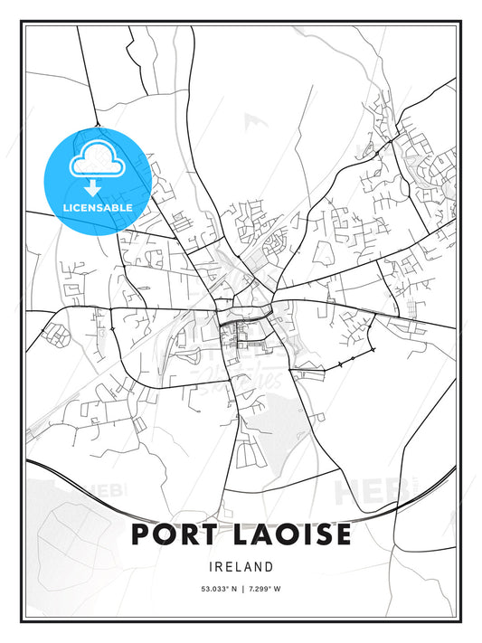 Port Laoise, Ireland, Modern Print Template in Various Formats - HEBSTREITS Sketches