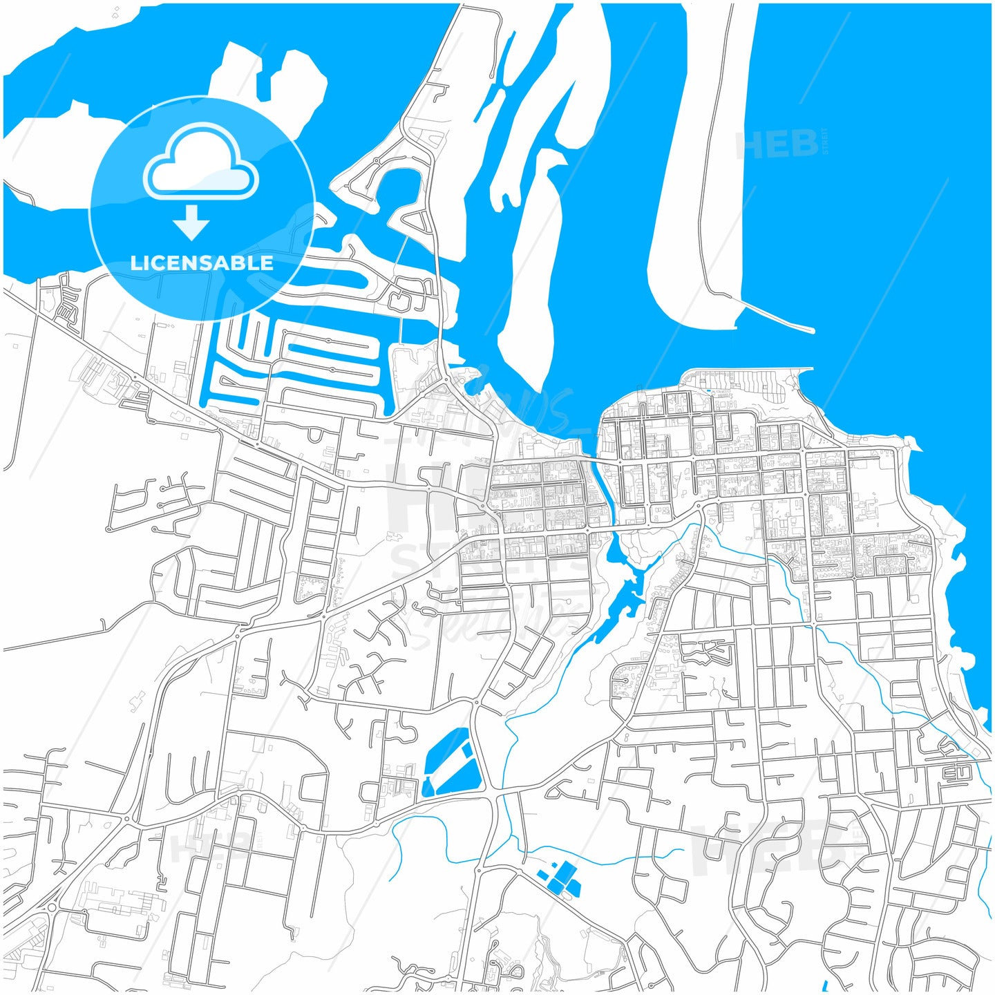 Port Macquarie, New South Wales, Australia, city map with high quality roads.