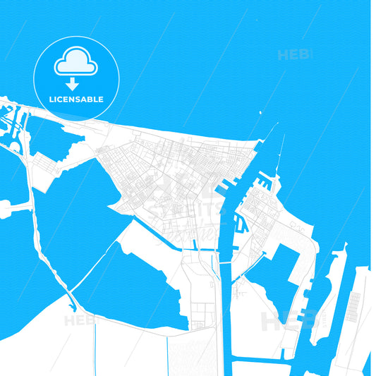 Port Said, Egypt PDF vector map with water in focus