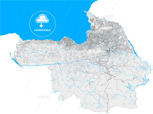 Port-au-Prince, Ouest, Haiti, high quality vector map
