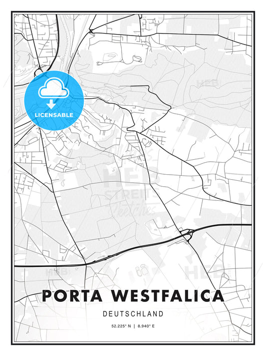Porta Westfalica, Germany, Modern Print Template in Various Formats - HEBSTREITS Sketches