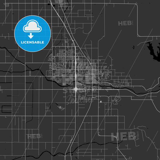 Porterville, California - Area Map - Dark