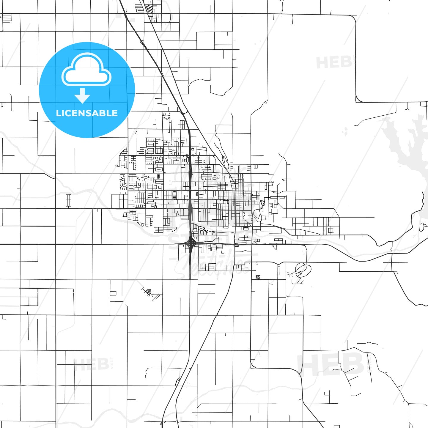 Porterville, California - Area Map - Light