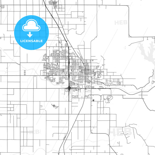 Porterville, California - Area Map - Light