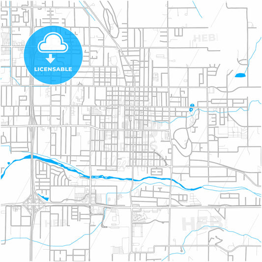 Porterville, California, United States, city map with high quality roads.