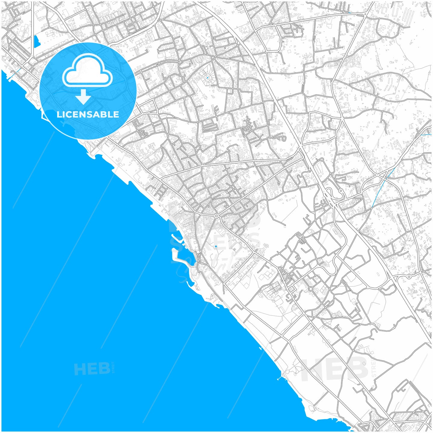 Portici, Campania, Italy, city map with high quality roads.