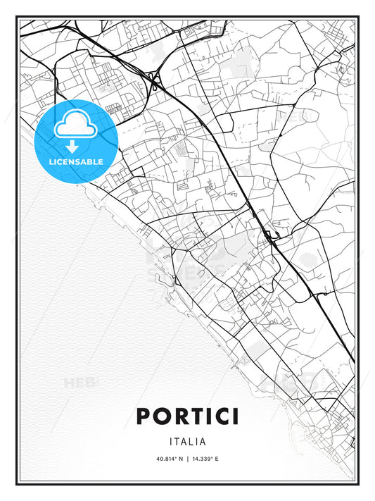 Portici, Italy, Modern Print Template in Various Formats - HEBSTREITS Sketches