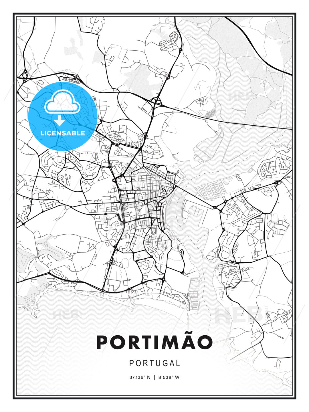 Portimão, Portugal, Modern Print Template in Various Formats - HEBSTREITS Sketches