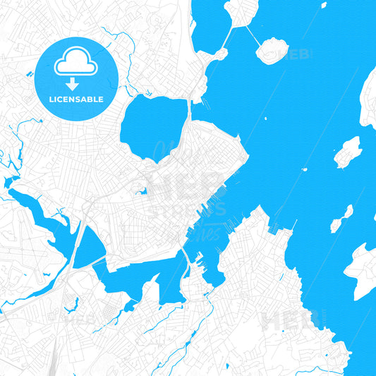 Portland, Maine, United States, PDF vector map with water in focus