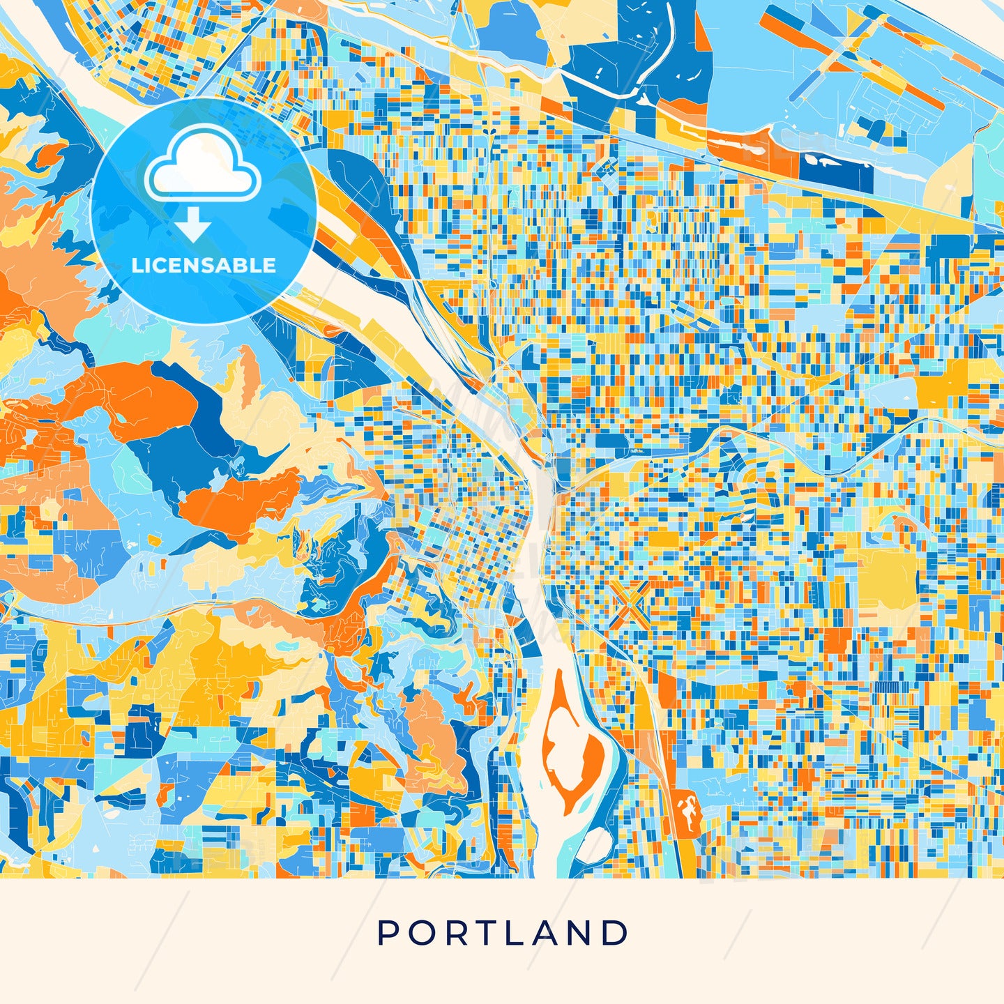 Portland colorful map poster template