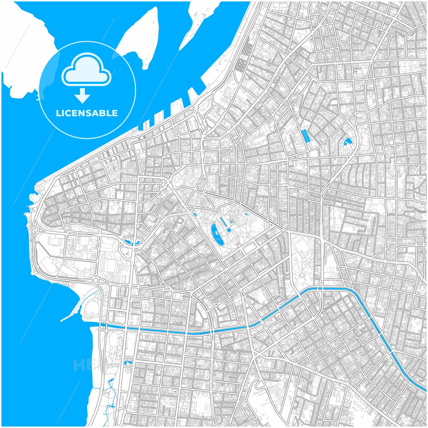 Porto Alegre, Brazil, city map with high quality roads.