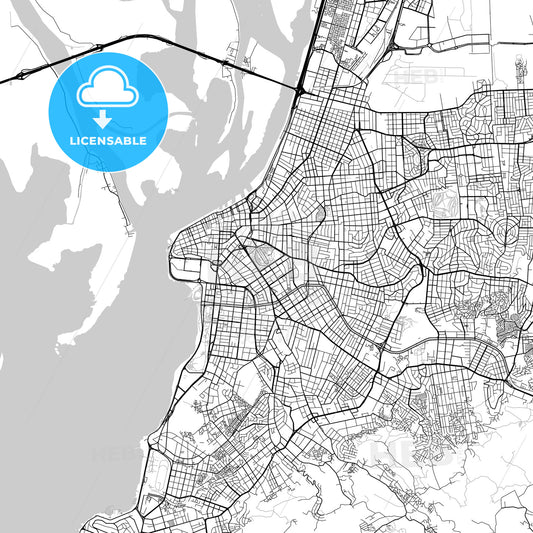 Porto Alegre, Rio Grande do Sul, downtown map, light