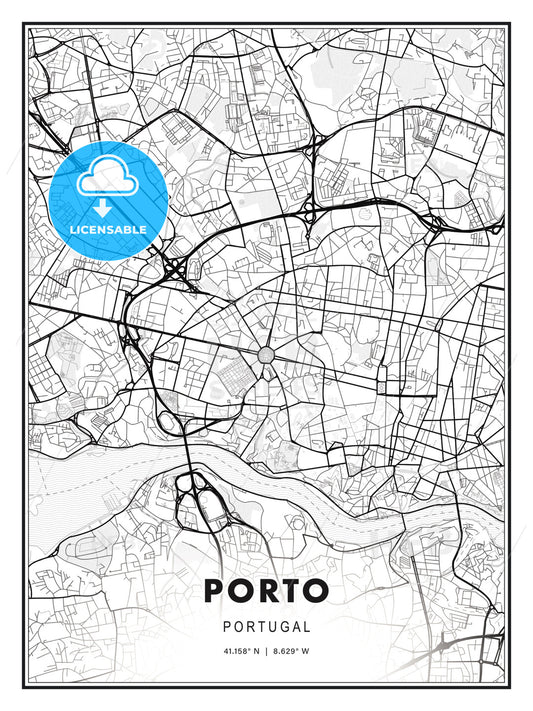 Porto, Portugal, Modern Print Template in Various Formats - HEBSTREITS Sketches