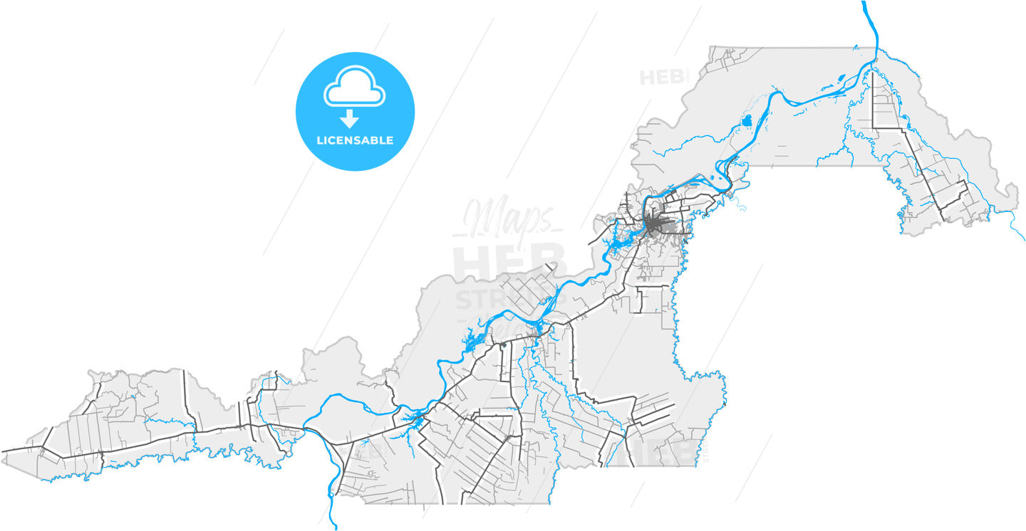 Porto Velho, Brazil, high quality vector map