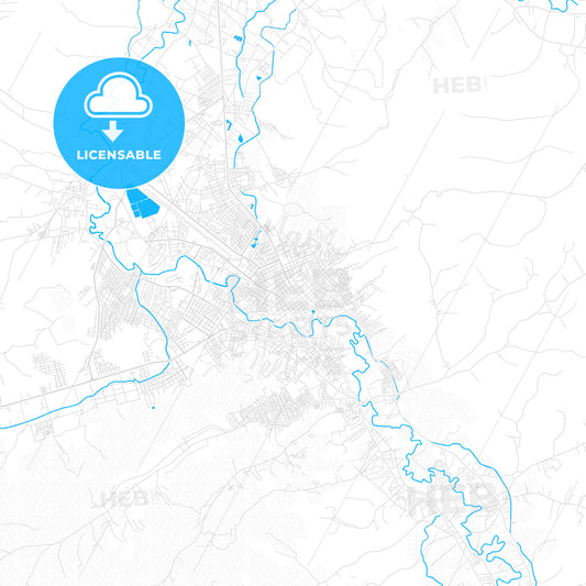 Portoviejo, Ecuador PDF vector map with water in focus