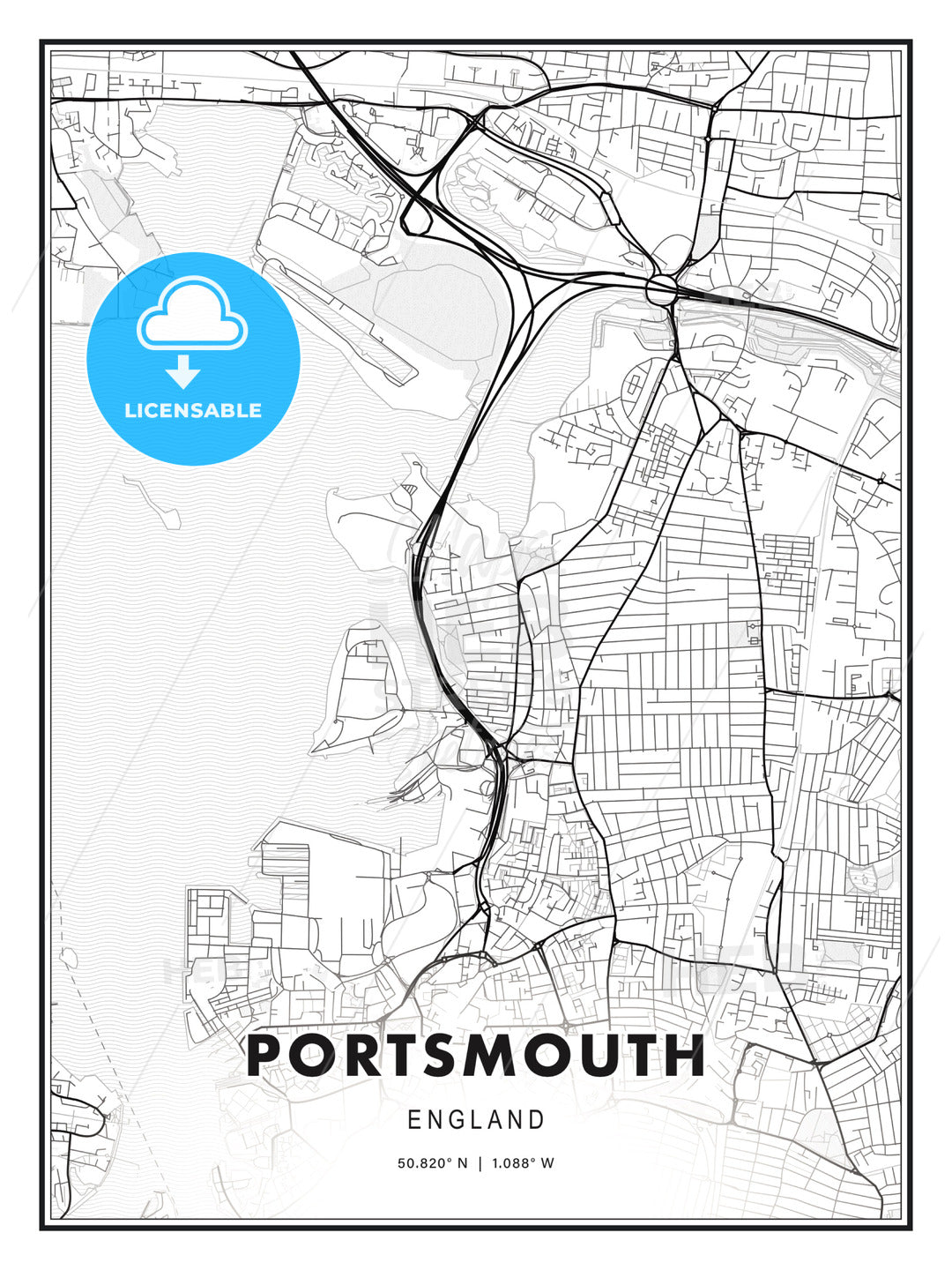 Portsmouth, England, Modern Print Template in Various Formats - HEBSTREITS Sketches