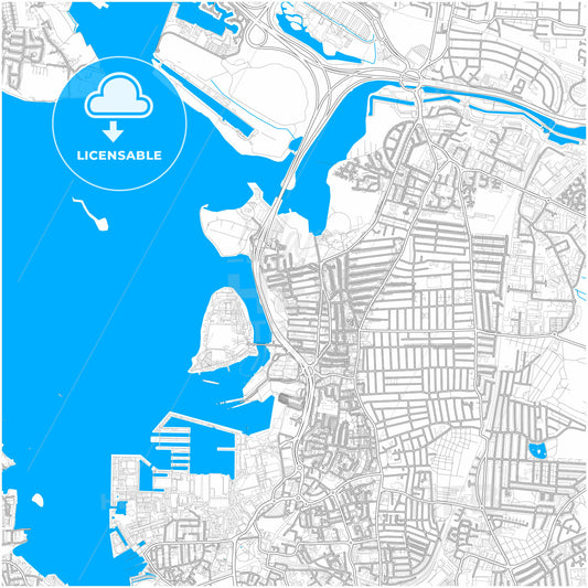 Portsmouth, South East England, England, city map with high quality roads.