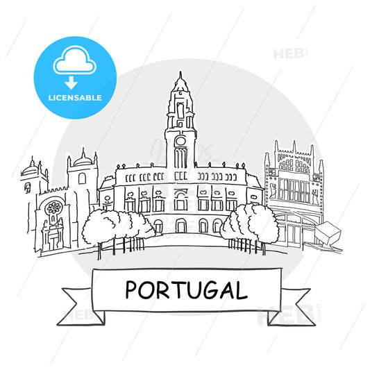 Portugal hand-drawn urban vector sign – instant download