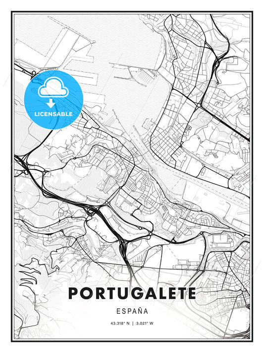 Portugalete, Spain, Modern Print Template in Various Formats - HEBSTREITS Sketches