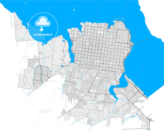 Posadas, Argentina, high quality vector map