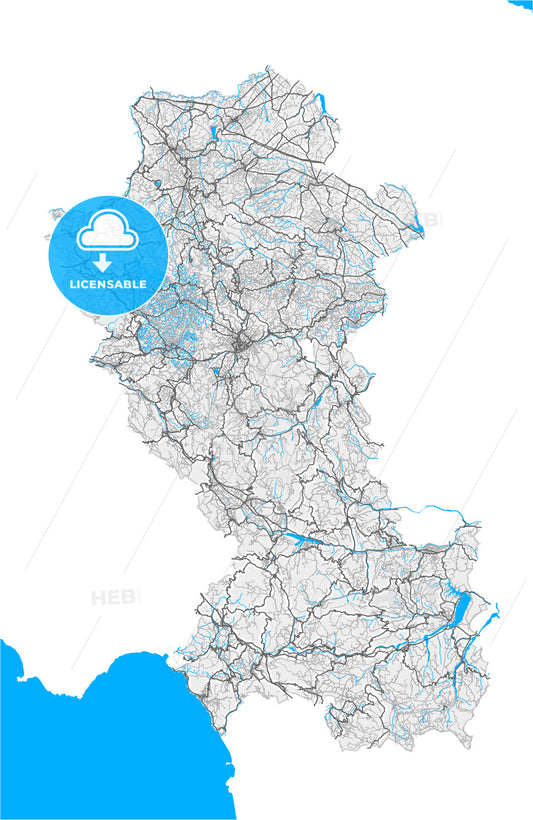Potenza, Basilicata, Italy, high quality vector map