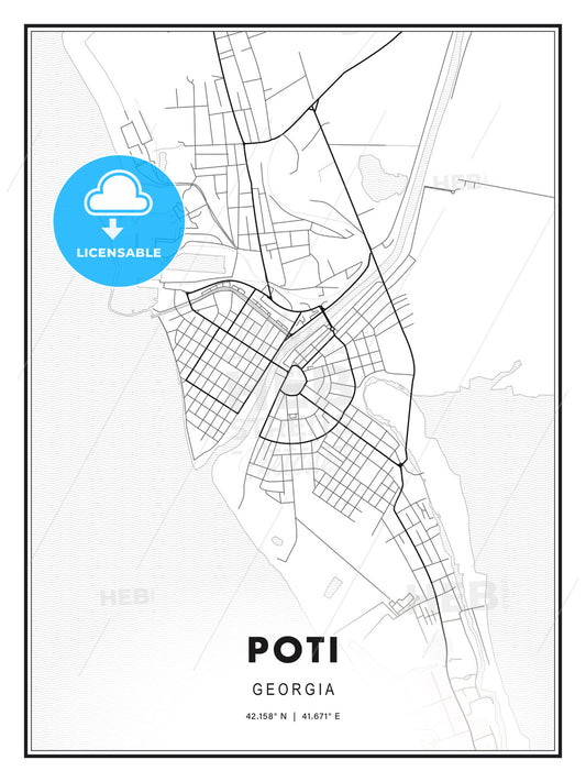 Poti, Georgia, Modern Print Template in Various Formats - HEBSTREITS Sketches