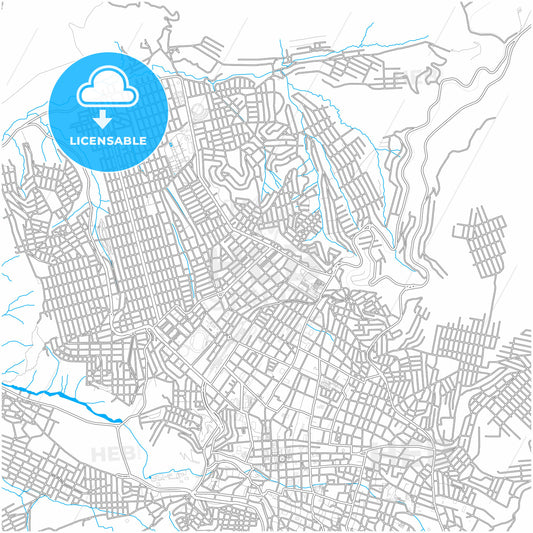 Potosi, Bolivia, city map with high quality roads.