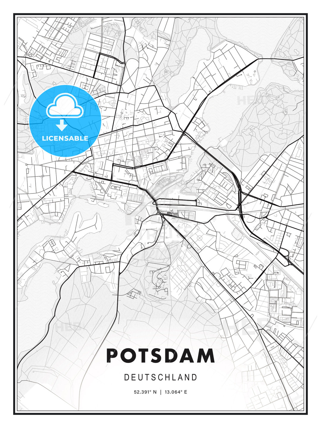 Potsdam, Germany, Modern Print Template in Various Formats - HEBSTREITS Sketches