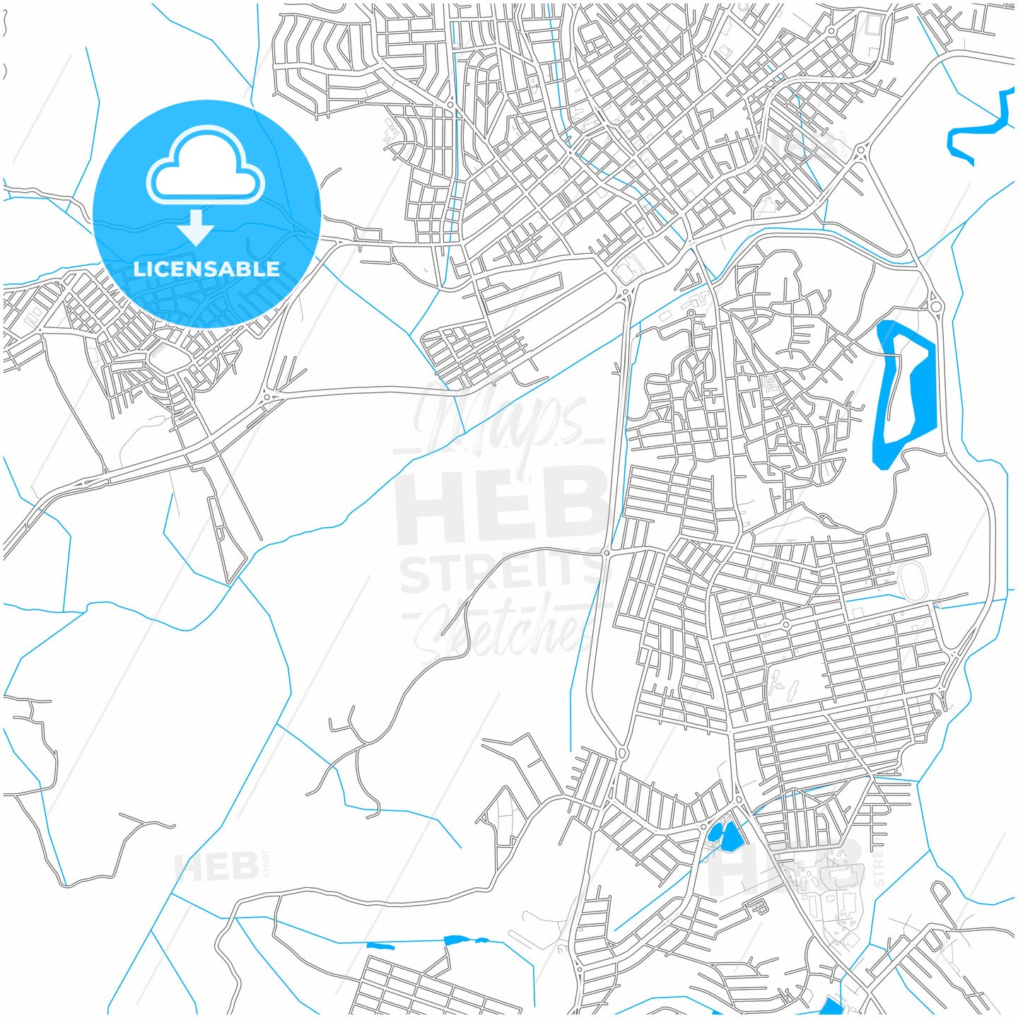 Pouso Alegre, Brazil, city map with high quality roads.