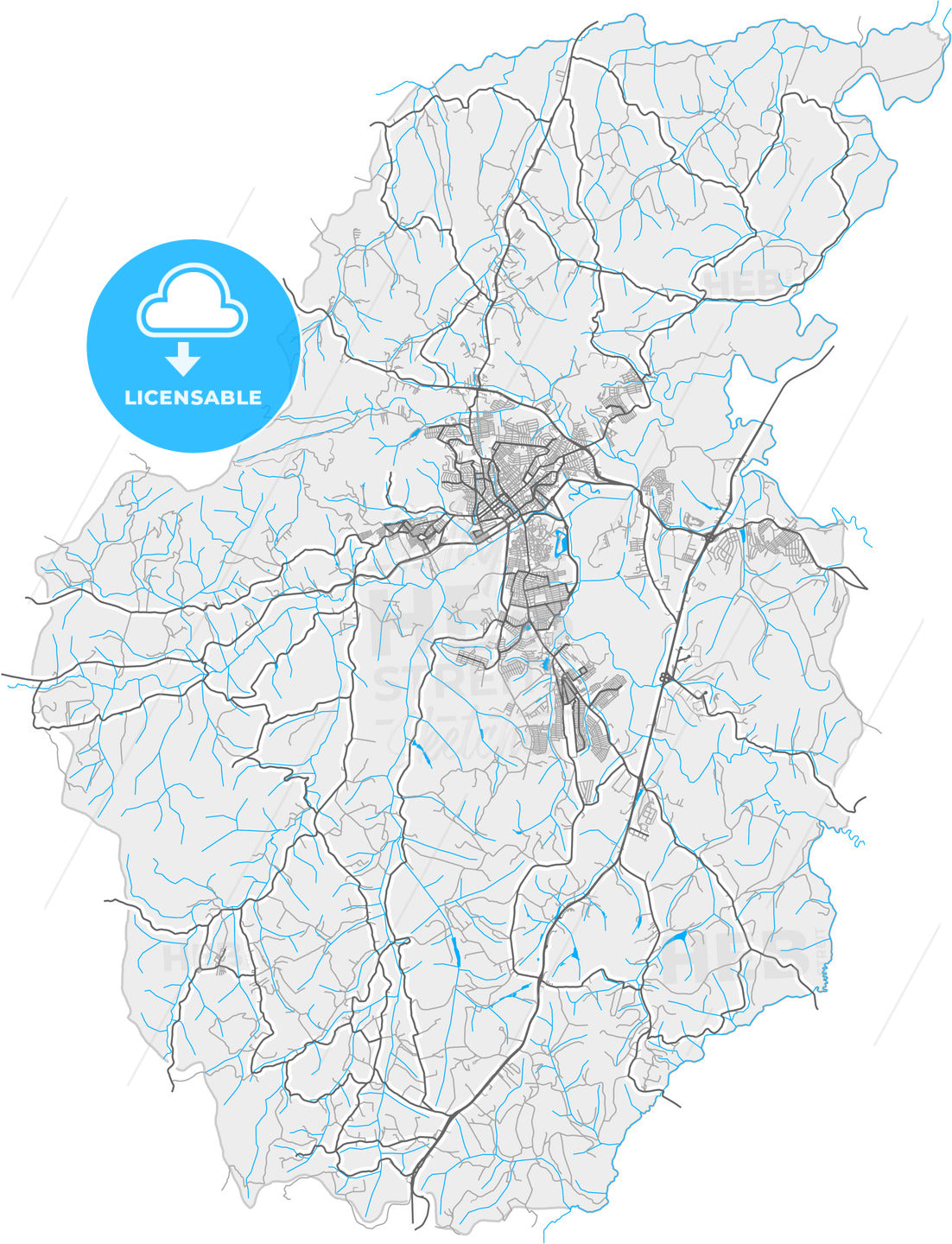 Pouso Alegre, Brazil, high quality vector map