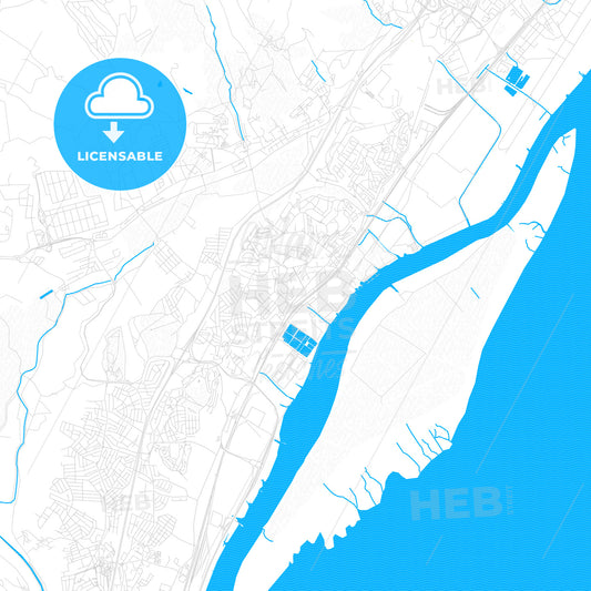 Póvoa de Santa Iria, Portugal PDF vector map with water in focus