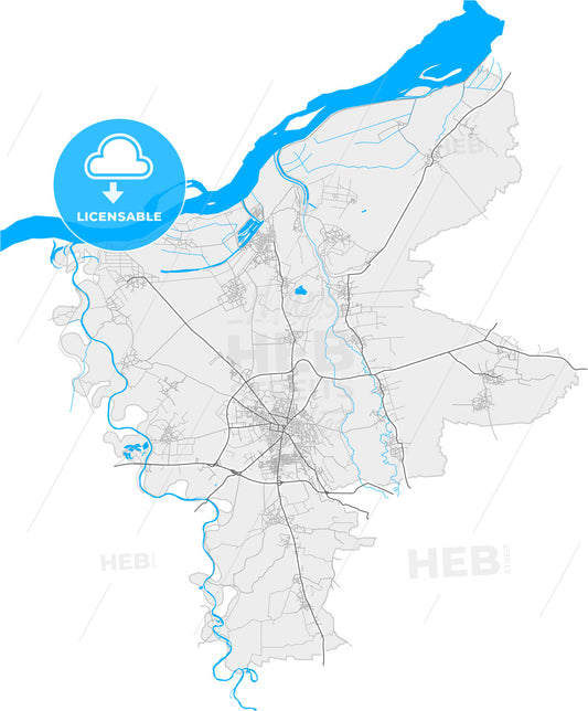 Požarevac, Braničevo, Serbia, high quality vector map