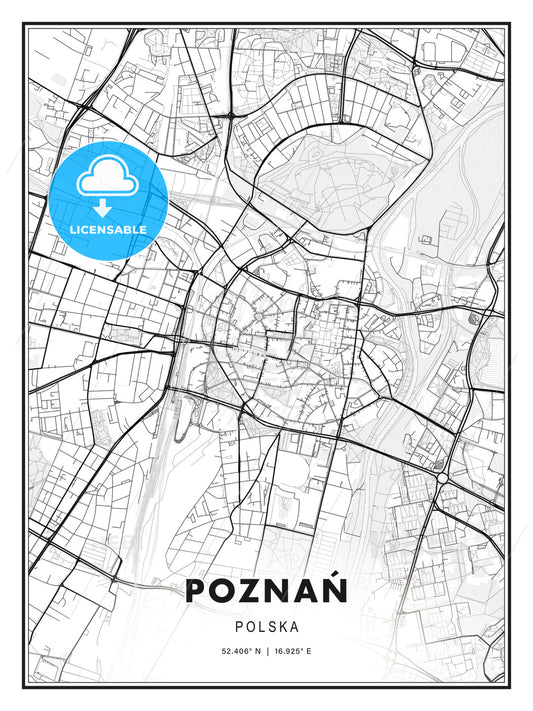 Poznań, Poland, Modern Print Template in Various Formats - HEBSTREITS Sketches