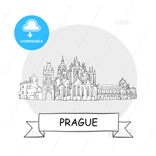 Prague Cityscape Vector Sign – instant download