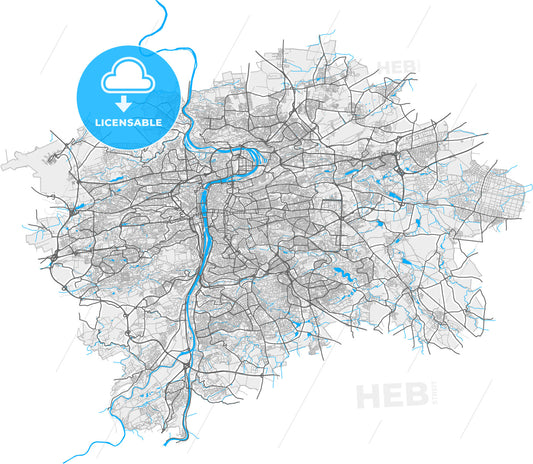 Prague, Prague, Czechia, high quality vector map