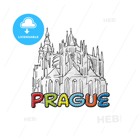 Prague beautiful sketched icon – instant download