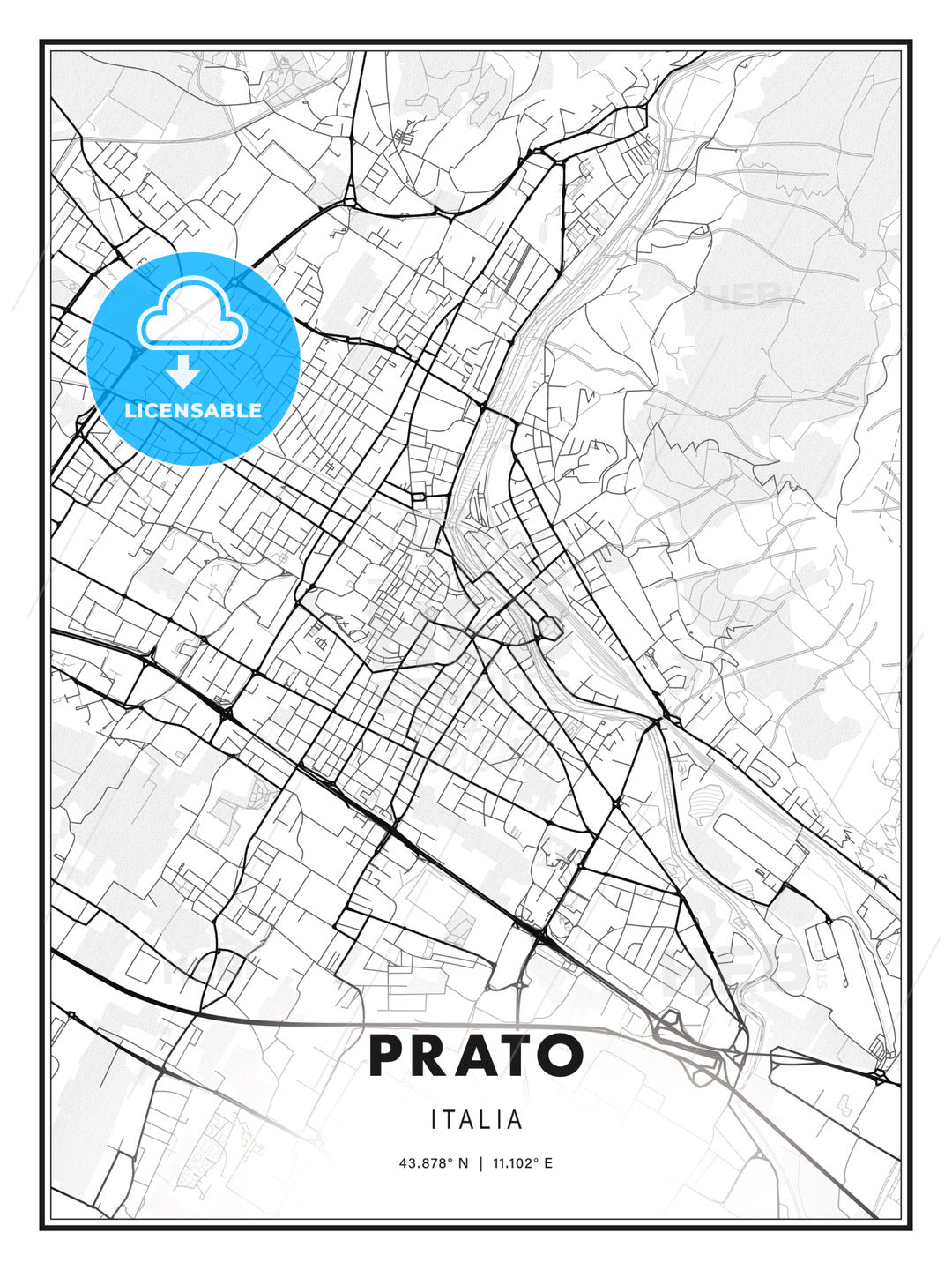 Prato, Italy, Modern Print Template in Various Formats - HEBSTREITS Sketches